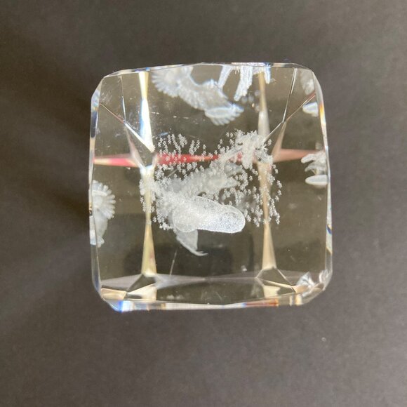 3D Laser Etched Crystal Block Paperweight Kokopelli With Flute Under Eagle Moon - Picture 6 of 8